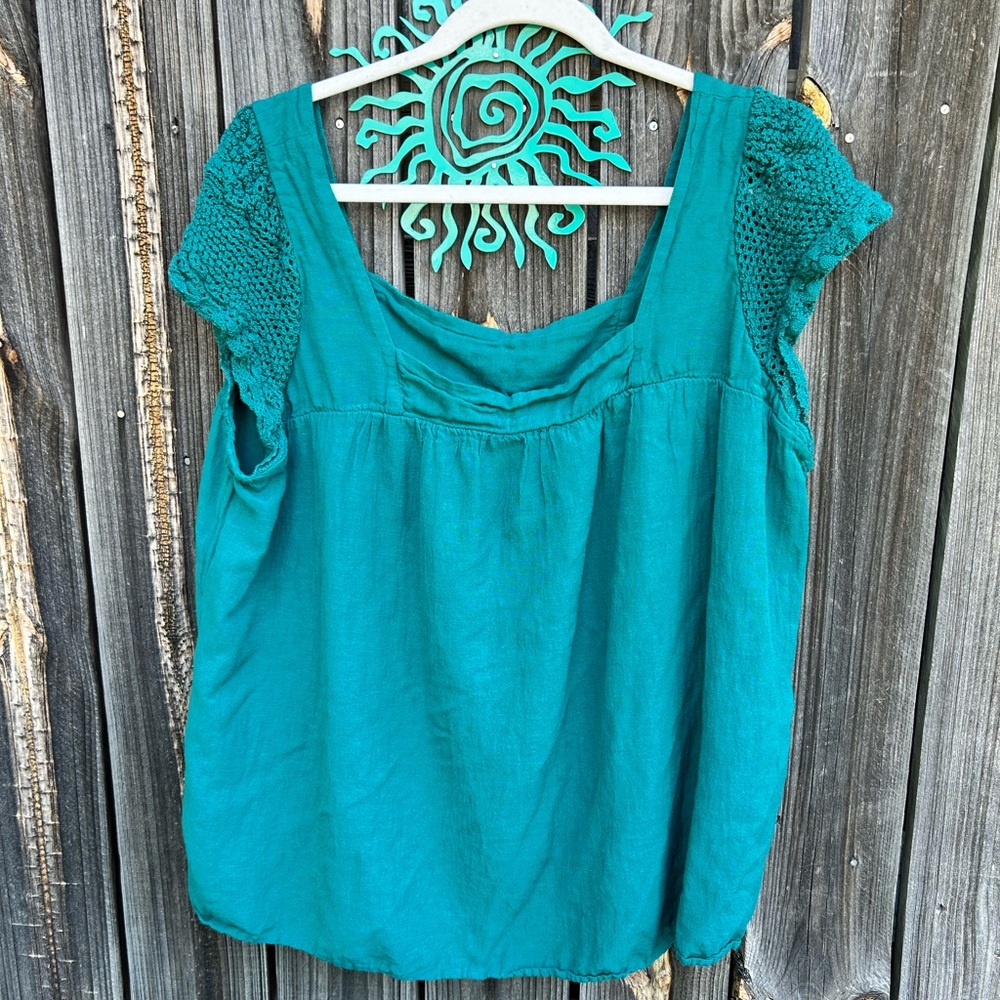 Old Navy Teal Green Cap Sleeve Blouse